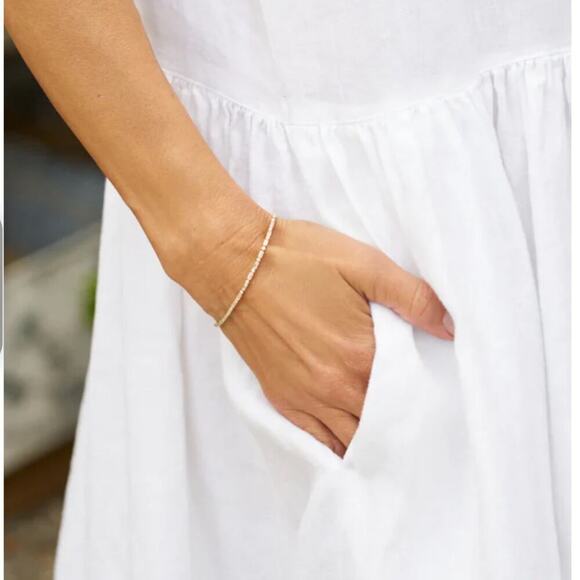 Frank & Eileen Daphne Sleeveless Dress In White Washed Linen Maxi Size XS - Picture 8 of 15